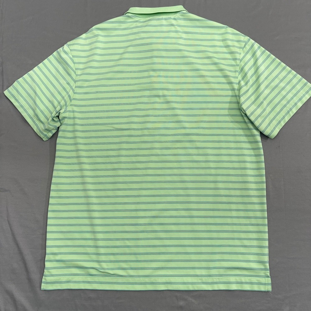 Nike Dri Fit Mens Polo Shirt Size Large Green Stripe Golf Performance - Picture 11 of 12